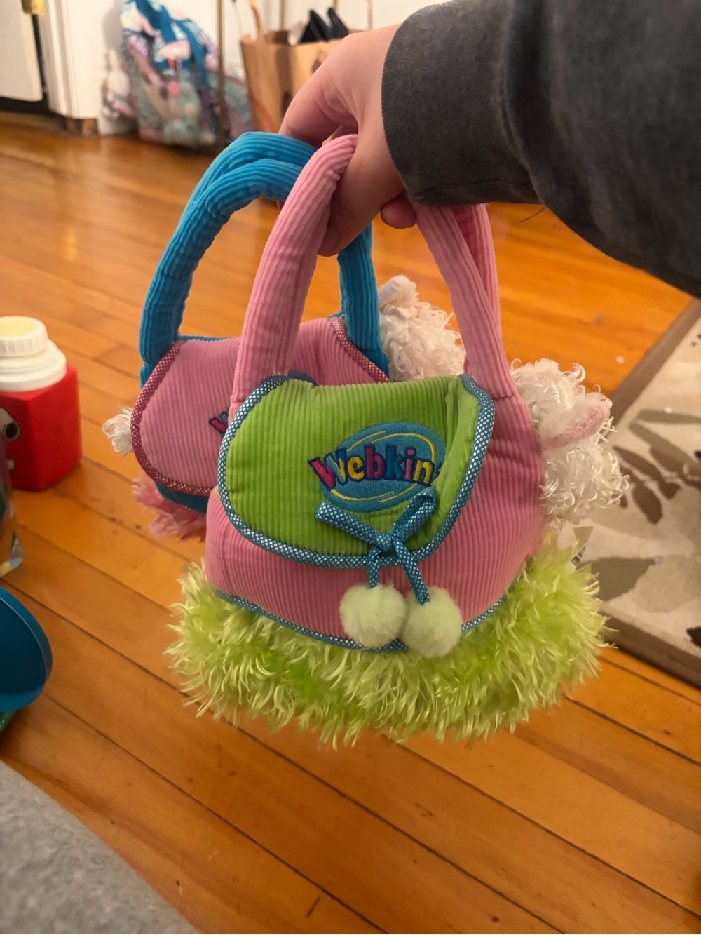 Kids Plush Handbag - Pink & Green
